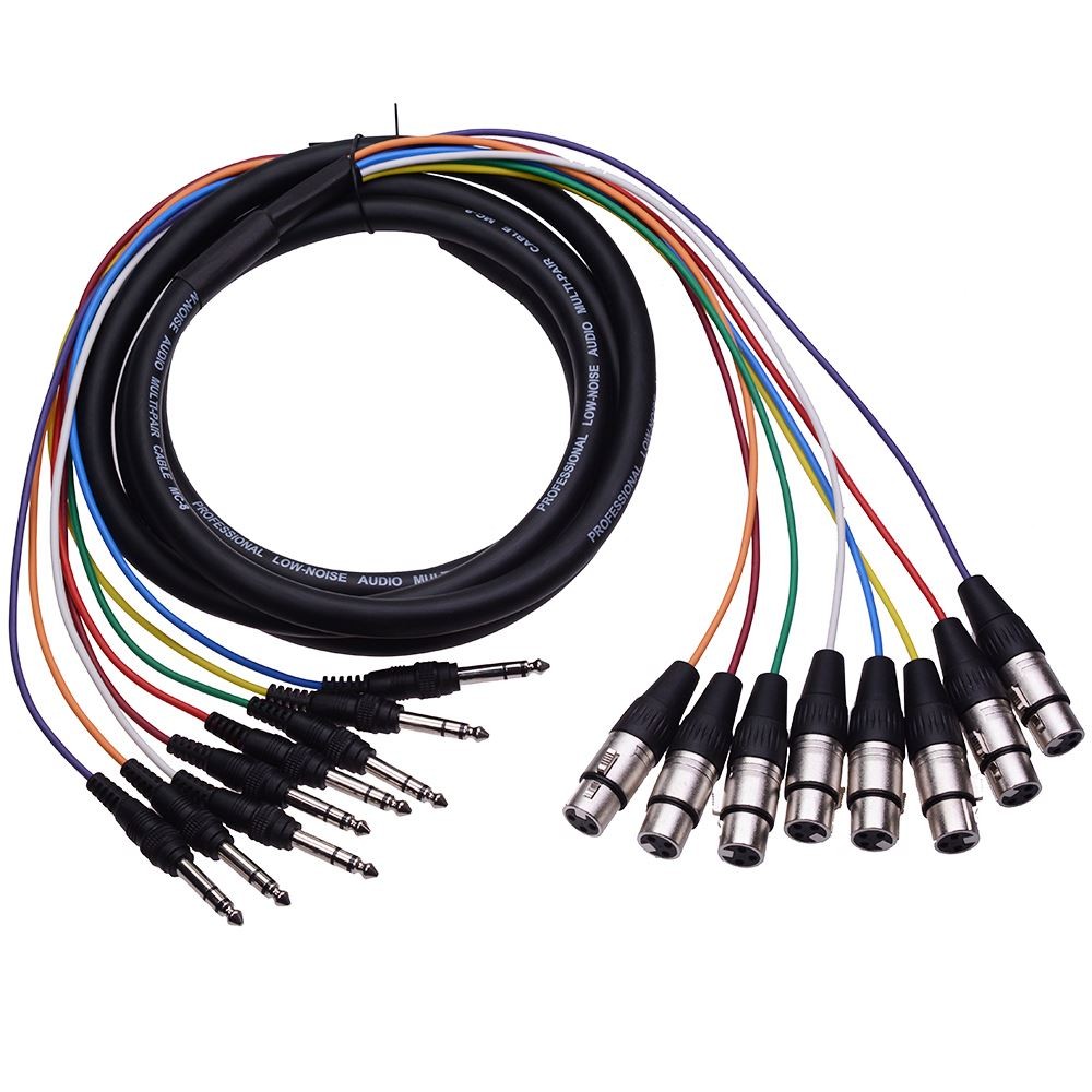 8 Way XLR Female to 6.35mm Stereo Plug Audio Snake Lead Loom 3m