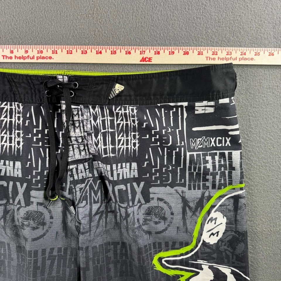 Pantalones Cortos De Colección Metal Mulisha Hombres 44 Negro Calavera Sueltos Y2K Retro MMA Raro Foto 4 de 4