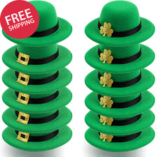 12Pcs Mini St Patrick'S Day Hat,3.14 Inch Leprechaun Hats with Shamrock Buckle H