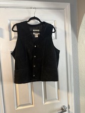 Cripple Creek Vest Men M Suede Genuine Leather Snaps Western Cowboy Lined Black