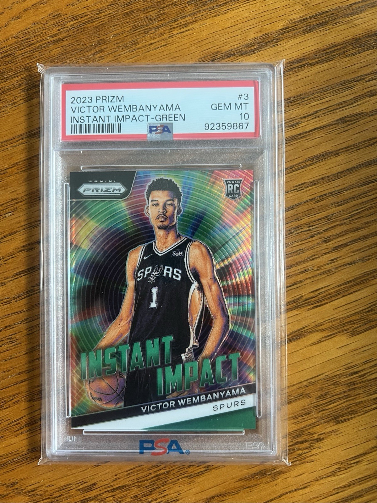 2023 Victor Wembanyama Instant Impact Green Prizm Rookie PSA 10 Gem Mint