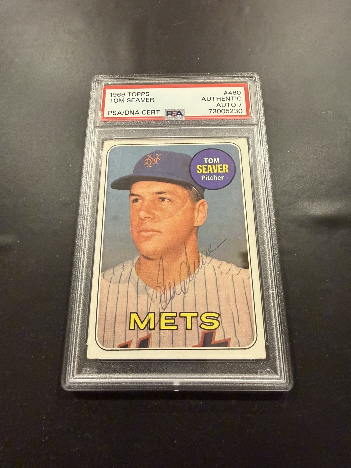 1969 Topps Tom Seaver #480 Autographed PSA / DNA AUTO 7