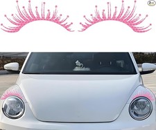 2PCS Pink Reflective Car Headlight Eyelash Decals, Waterproof Cute Color: Pink