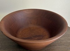 VTG MCM Burl Walnut Bowl 9  Billings Missouri Hand Turned Wood Brand