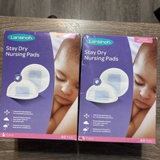 Lansinoh Stay Dry Disposable Nursing Pads, 60/2 boxes