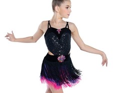 Tenth House Voltage Black Sequin Fringe Solo Dance Costume TH20248 MC
