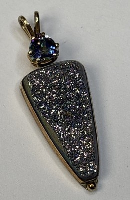 14k mit 925 Sterling Silber Druzy Pfeilspitze Anhänger Titan Stein Nachlass Fund