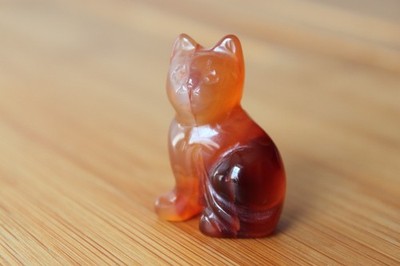 Karneol (Carneol) Katze Figur Carving Stein Mineralien Skulptur Dekoration