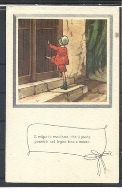 1957 PINOCCHIO THE BLOW WAS SO STRONG, THAT THE FOOT PENETRATED THE WOOD UP TO HALF