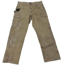 Wrangler Workwear Double-Knee Tan Cargo Distressed Work Pants 38x32