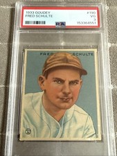 1933 Goudey Big League Chewing Gum - R319 Fred Schulte #190 (RC)