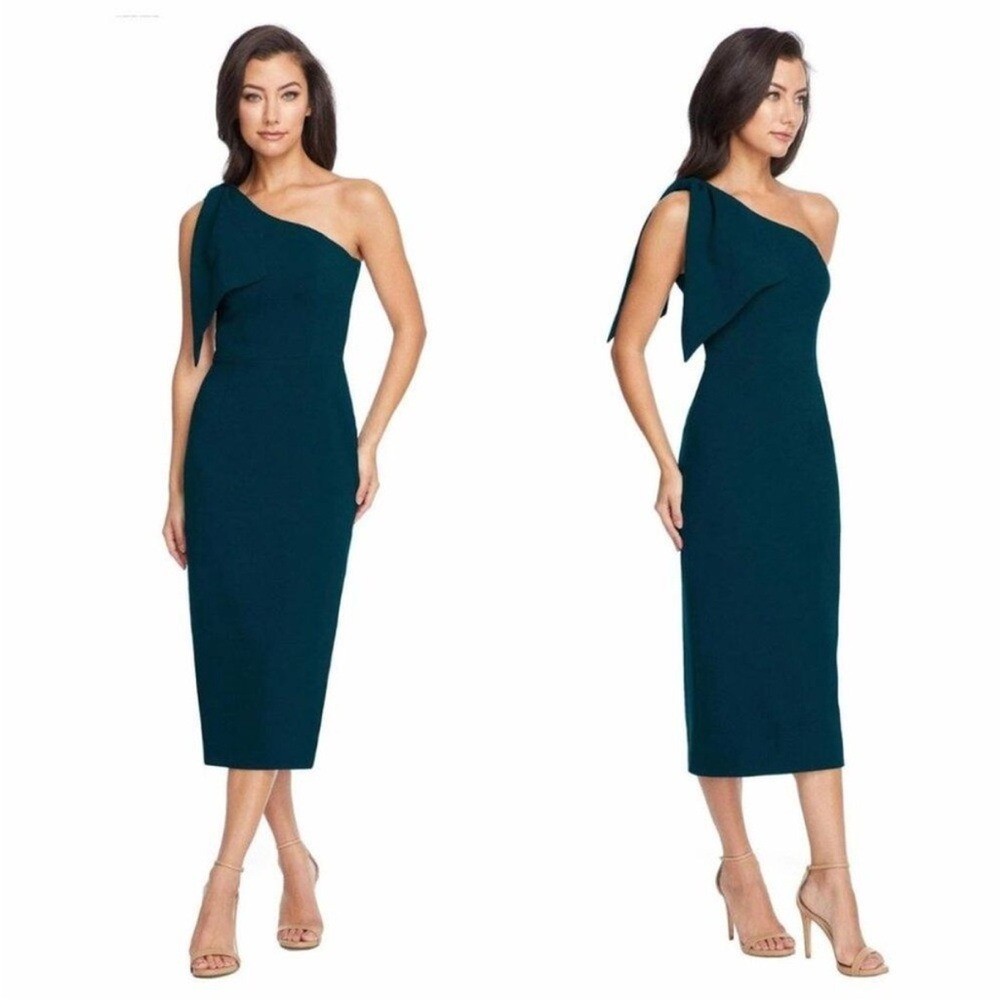 tiffany asymmetrical midi dress Dress The Population Tiffany Dress - BLUE