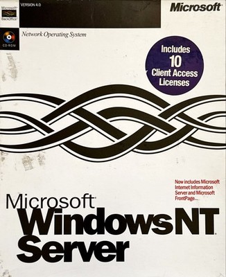 1996 Vintage Microsoft Windows NT Server 4.0 Int. English, 4-CD, w/10-CAL
