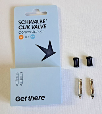 Schwalbe Clik Valve DV Ventil-Umrüstsatz Kit 2x Ventile SCV,1xKey, 2x Staubkappe