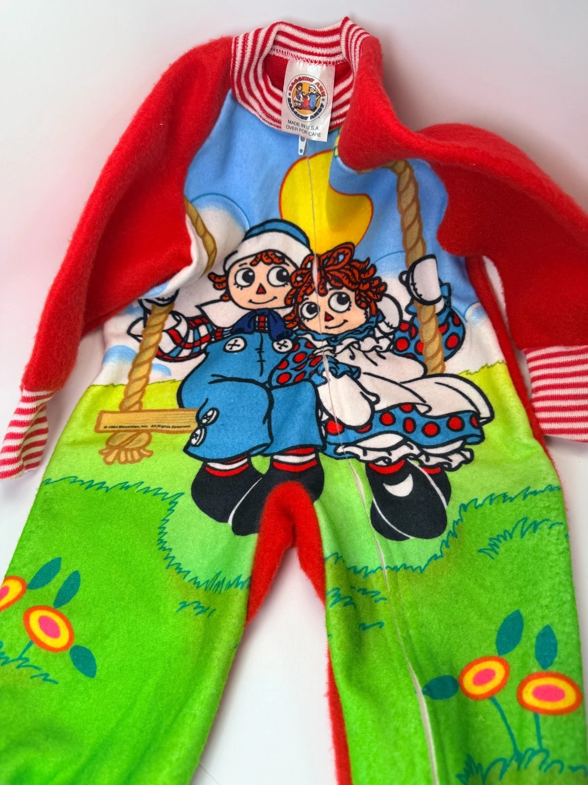 VTG Pjs 1994 Raggedy Ann & Andy Baby Clothes Toddler 2T Footie Romper 1994 USA
