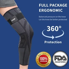 Knee Sleeve Compression Support Full Leg Brace Sport Arthritis Relief Joint Pain
