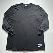 Vintage 90s Russell Athletic Shirt Size XL Long Sleeve Blank Black Made In USA