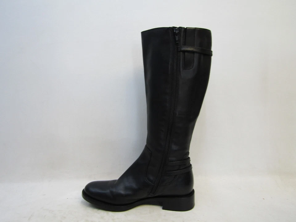 Botas Ecco femininas tamanho 38 EUR couro preto com zíper fivela joelho alta moda - Imagem 2 de 4
