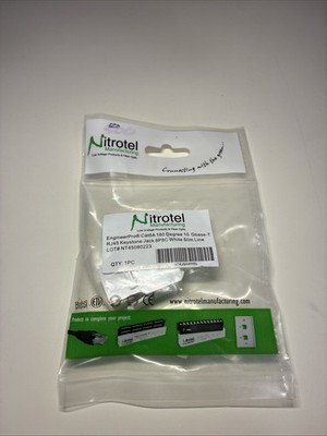 Nitrotel Cat6a 180 Degree 10 Gbase-T Rj45 Keystone Jack 8p8c White Slim Line