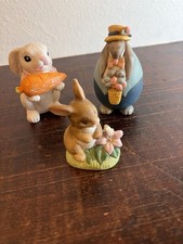 Easter Bunny Figurines Set of 3 Resin Spring ...
