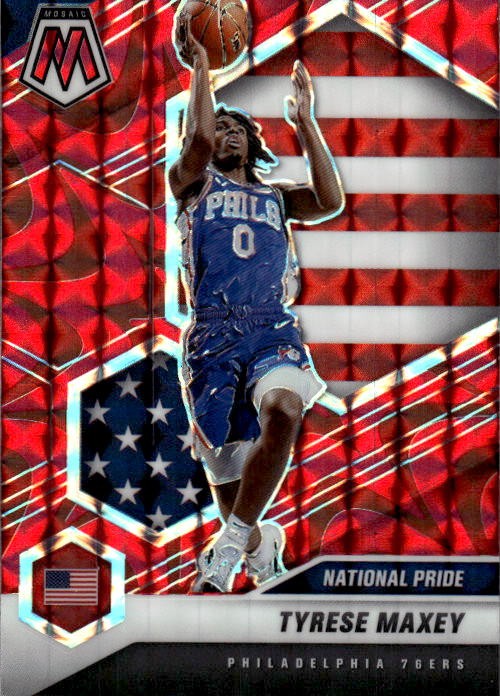 2020-21 Panini Mosaic Tyrese Maxey #259 Mosaic Reactive Red 5M