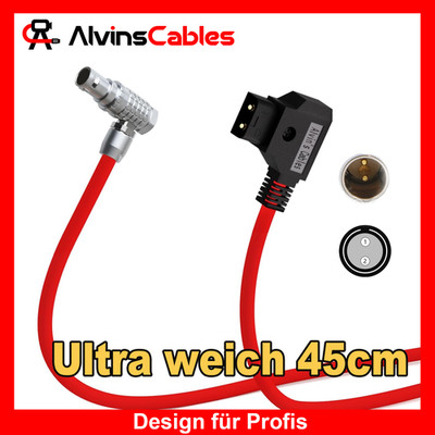 45 cm für Teradek SmallHD Blackmagic Stromkabel Rechtwinkliger 2-poliger D-Tap 
