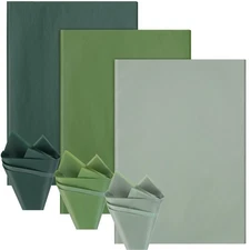 60 Sheets Bluish Green Gift Tissue Paper, 14'' x 20'', Gradient Forest Green ...