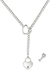 Heart O Ring Slip Chain Choker Necklace for Women Men Stainless Steel Cuban Chai