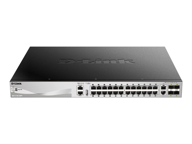 .D-Link DGS-3130-30PS/E 30-Port PoE Gigabit stackable managed Switch