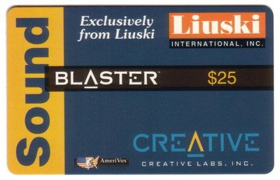 25 $. Sound Blaster - Creative Labs (Liuski International) PROOF Telefonkarte