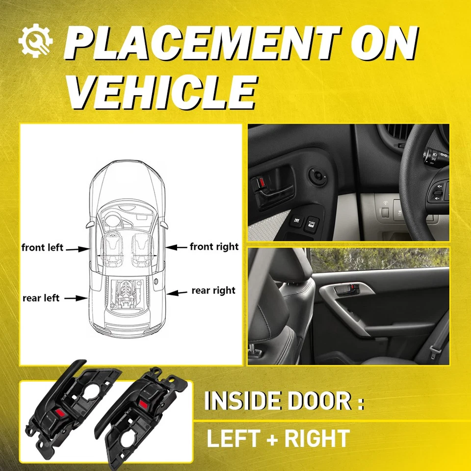Manija de puerta interior delantera/trasera derecha/izquierda apta para 10-13 Kia Forte Koup/sedán/hatchback Foto 4 de 4