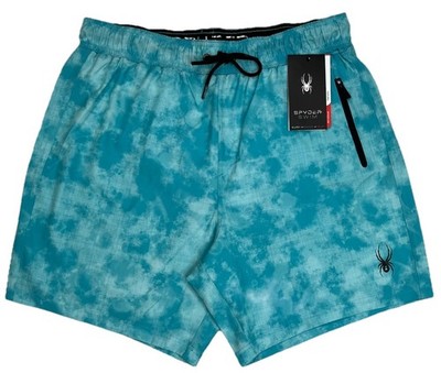 Men's Spyder Swim Trunks Large Blue Tie Dye NEW 7  Volley Beach Wear $55