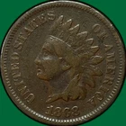 1868 Indian Head Cent Fine F Coin #38832