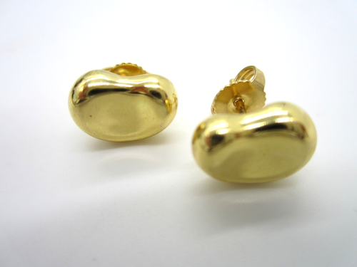 Tiffany & Co Elegant Elsa Peretti 18k Yellow Gold 11.3 MM Bean Pierced Earrings - Picture 4 of 8