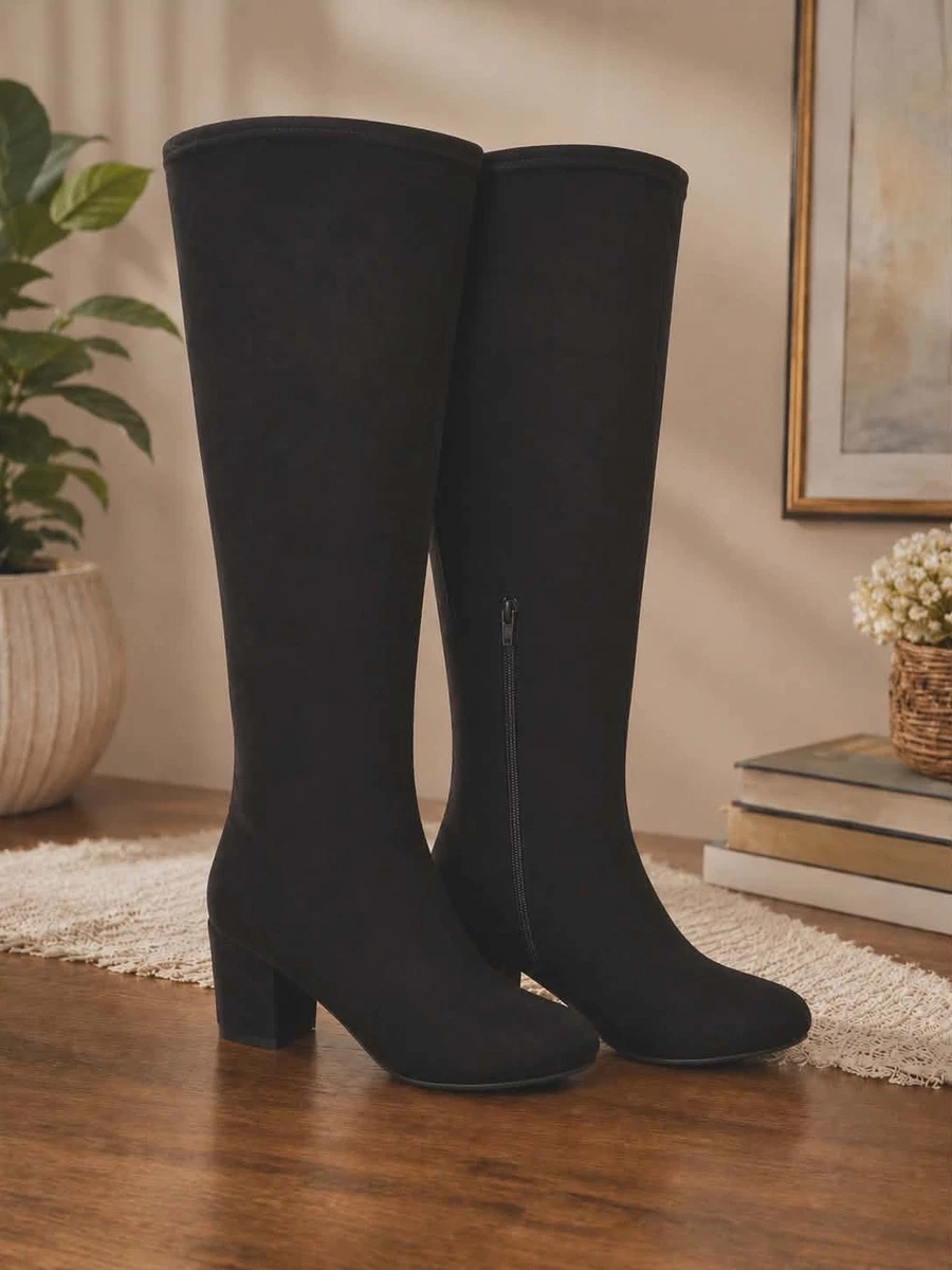 W Black Mid (2-2.9 in) Heel Height Boots for Women for sale  display picture 1