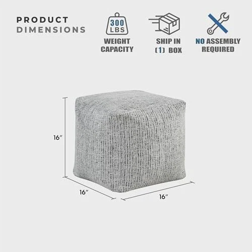 Puf otomano, reposapiés otomano cuadrado, puf de tela de chenilla, pie pequeño Foto 3 de 4