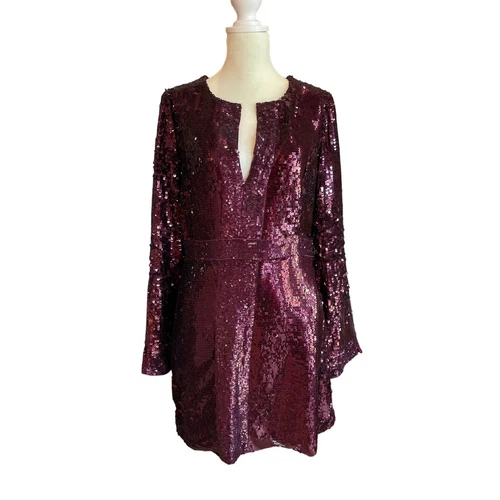 Tory Burch mini abito viola completamente con paillettes taglia 4