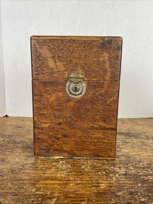 VTG 1900s BARBER SHOP SUPPLIES OAK STRAIGHT RAZOR WOOD STORAGE BOX