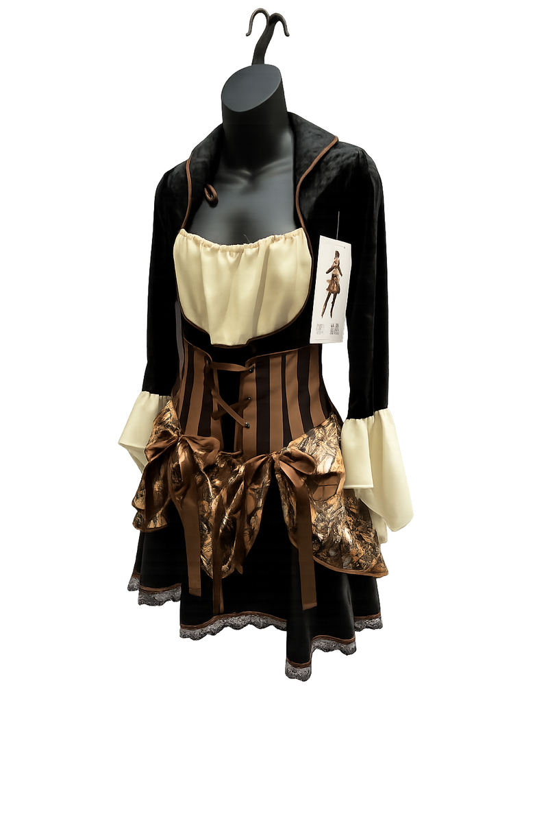 black and gold steampunk dress Ladies Pirate Victorian Costume Brown UK 6-22 TT-1953GW-LG09