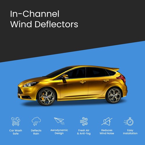 Ford Focus MK3 2011-2018 5 Door Saloon/Hatchback Wind Deflectors 4pc Tinted - Picture 3 of 10