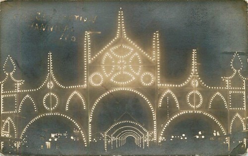 Echt Foto Postkarte 1911 Straßenfest nachts beleuchtet, Hannibal, Missouri