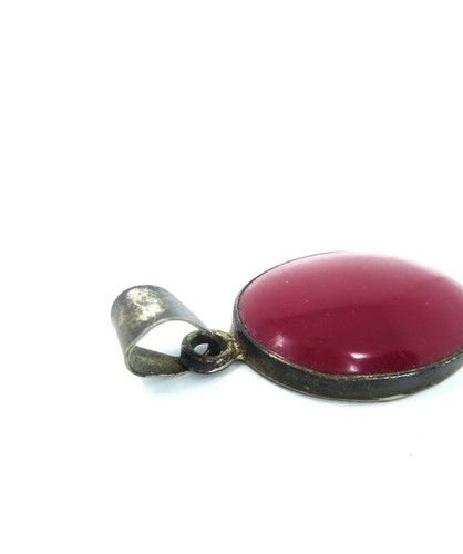 Taxco Mexico Sterling Red Oval Pendant 925 TL-41 Vintage - Picture 5 of 7