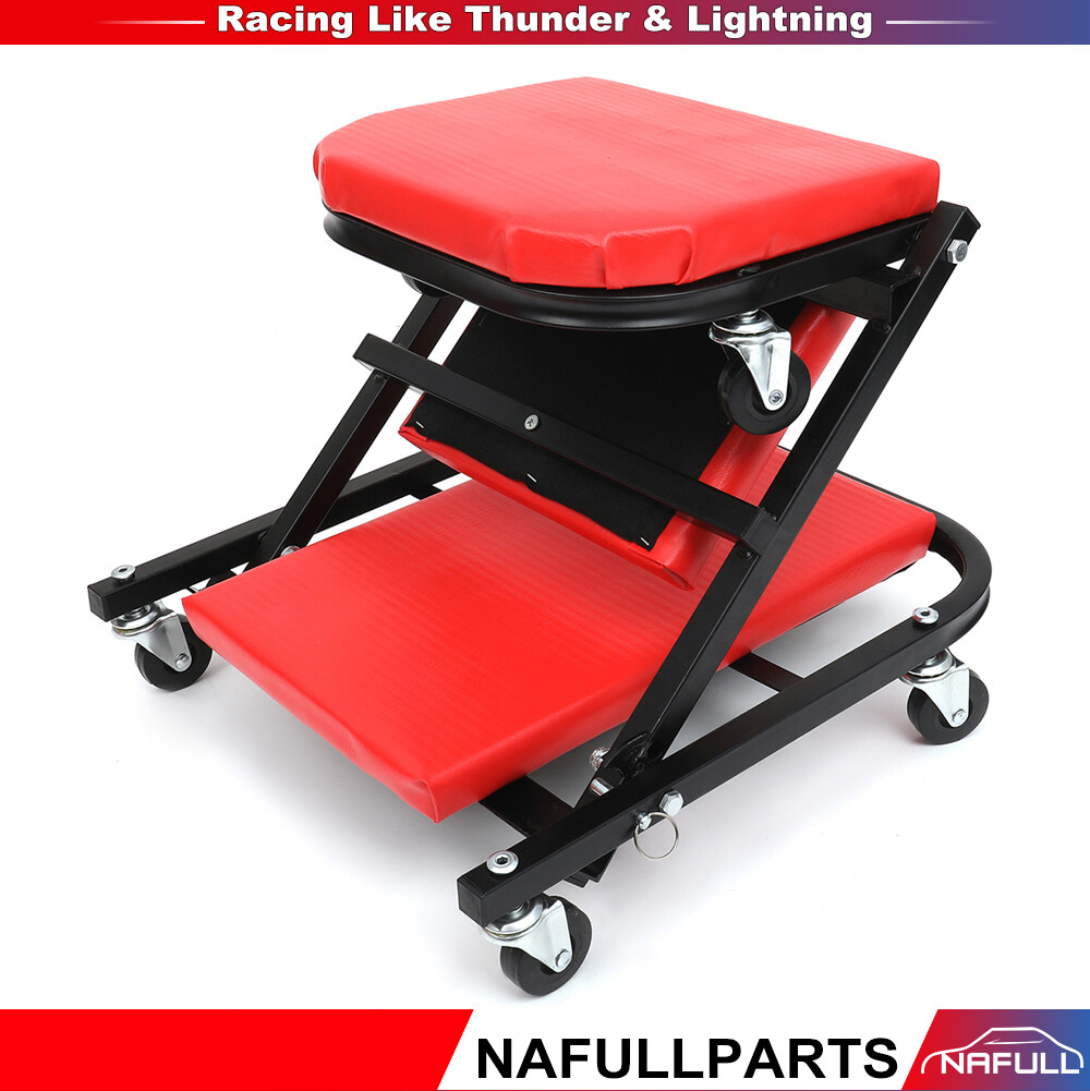 300Lbs 6 Wheel Foldable Mechanics Z Creeper Seat Rolling