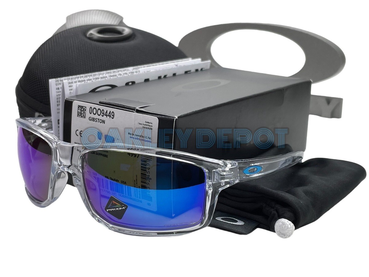 ✓🕶️ OAKLEY GIBSTON 009449 POLISHED CLEAR/PRIZM SAPPHIRE
