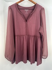 Torrid Super Soft Babydoll Knit Top Sz 4 Tunic Long Sheer Sleeve Blouse Q7