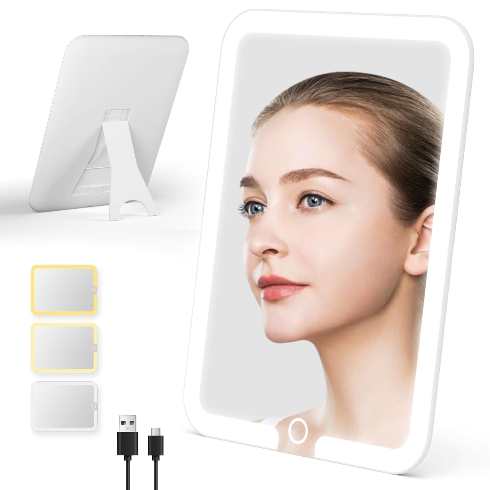 LED Makeup Mirror with 3 Color Modes & Adjustable Lighting  
