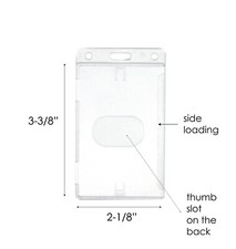 11 VERTICAL CLEAR HARD PLASTIC ID CARD BADGE HOLDER WITH THUMB SLOTS CLEAR 4A 