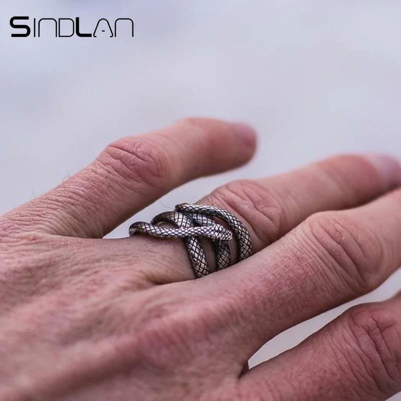 Anillo De Serpiente De Plata Vintage Exagerada Para Hombre 17mm a
