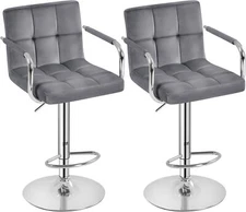 Counter Height Bar Stools Set of 2 Velvet Swivel BarStools