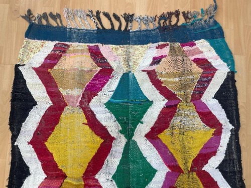 Geometric 5x7 Hand-Woven Recycled Clothing Rug Handmade Kilim Moroccan Carpet - Picture 8 of 14